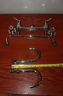 T s Brass 8  Wall Mount Commercial Faucet W  3 Swing Spouts Nos Lot