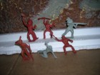 Vintage Marx 60mm Stockade Indians 1950 s Fort Apache  Playset  6 Full Set