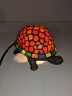 Vtg 1999 Tiffany Style Stained Glass Turtle Accent Lamp Night Light  damaged 
