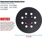  5 Hook   Loop Replacement Sander Pad For Craftsman 315 Random Orbit Sander 