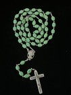 Vintage Irish Green Stone Shamrock Our Lady Beaded Rosary 25   