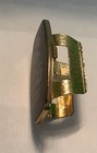 Vtg 50s 60s Mid Century Modern Lipstick Clip W Mirror Rose  Holder Gold Tone 