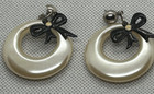 Super Cute Vintage Ivory W  Black Bow Earrings