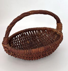 Vintage Antique  Oak And Wicker Mini  Basket 5 