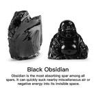 Artistone 2  Black Obsidian Laughing Buddha Statue  Healing Crystal Hand-carv   