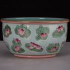 Chinese Qing Qianlong Green Enamel Porcelain Lotus Design Basin Bowl 5 5 Inch