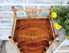 Antique Victorian Bamboo Pyrography Wood 4 Tier Sheet Music Shelf Floor Stand