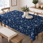 Christmas Tablecloth Rectangle Blue Snowflake 60x84 Inch