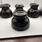 4 Dark Brown Ceramic Porcelain Telegraph Insulators 