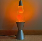 Lava Lamp Orange Wax Clear Liquid 14 3    Lava Lite Light Brushed Aluminum New