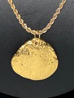 Vintage Erwin Brass Pearl 22k Gold-plated Molten Gold Nugget Pendant Necklace