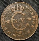 1822 Sweden 1 2 Skilling Copper Coin
