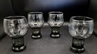 Set Of 4 Vintage Libbey Stax Smoke Gray Pedestal Glass Retro Mid Century Modern