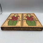 Antique Pyrography Lady Golfer Wood Glove Hankie Box W 6 Vintage Hankies
