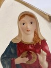 Lucite Immaculate Heart Virgin Mary Catholic Vtg 4   x 4    Aged Beautiful Encased