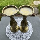 Ornate Gold Color Candle Holders Hollywood Regency Design 11    Tall Pillar Mcm