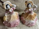 Vtg Southern Victorian Elegant Lady Planters Figures Porcelain Pink Dress Nice
