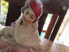 Antique German Glazed Porcelain Pin Cushion Half Doll Flapper 3 75 