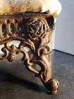 Vintage Cast Iron Padded Upholstered  Foot Stool Ornate Rose Design