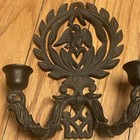 Vtg Cast Iron Eagle Wall Sconces Black Candleholders Americana Gothic Home Decor