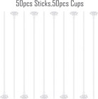50 Pieces Plastic White Balloon Sticks With Cups For Party  Valentine s Day  Wed