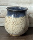 Stoneware Clay Pottery Cream   Blue Speckled Planter Vase 4 5    Tall