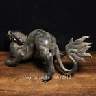 12  Chinese Antique Bronze Handmade Ancient Dragon Fengshui Statue B2