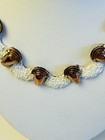 Vintage Signed Matisse Copper And Textured White Enamel Necklace 1950s