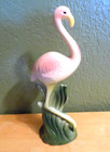 Vintage 1950 s Ceramic Art Deco Pink Flamingo 9  Tall Head Up