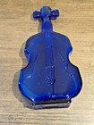 Vintage 8  Cobalt Blue Glass Bottle   Vase Cello Violin Fiddle Shaped Decanter