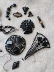 Antique Victorian Mourning Gutta Percha Jet Jewelry Lot For Parts Or Repair