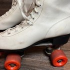 Vintage Roller Derby White Quad Roller Skates Women Size 10 Orange Wheels Retro