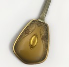 Vintage Art Deco 9 5    Gold Tone Dresser Hair Brush With Floral Accents