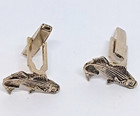 Vintage Silver Tone Figural Bass Fish Small Cufflinks