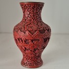 Antique Chinese Carved Cinnabar Vase - Scholars In Garden - Marked  china  5 