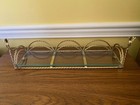 Vintage 18    Brass Ribbon Style Wall Shelf With Glass Atq Twists
