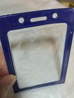 Blue Vertical Id Badge Holder Clear Window W vinyl Color Border  W lanyard Holes