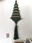 Vintage Macrame Christmas Tree Green Beaded Huge Large Mcm Retro Wall Hanging
