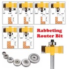 Rabbet Router Bit With 6 Size Bearing -cut Depth 3 8  1 2  5 8  3 4  7 8  1-1 8 