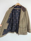 Joules Tweed Field Coat Jacket Check Dark Green Wool Check Country Coat Uk 18