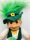 Vintage Troll Doll Russ 8  Leprechaun Green Hair Hat   Clothes W tag