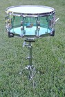 Rare Collectible   Ludwig 6-1 2x14 Coke Bottle Green Vistalite Snare Drum  Rm308