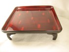 Antique Japanese  c 1890   Wood   Lacquer Obon Ozen Tray Neguro Red Black   