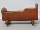 Vintage Handcrafted Wooden Doll Cradle Small Brown Rocking Bed