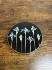Vintage Otagiri Coaster Set Blue Iris Floral Japan Lacquerware W  Box