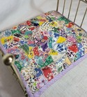 Dollhouse Miniature Ornate Brass Bed W artisan Crazy Quilt 1 12 Scale