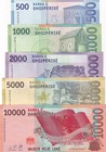 Albania Set 5 Unc 500 1000 2000 5000 10000 Leke 2017-2020 P 77 78 79 80 81