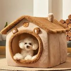 Dog House Kennel Pet Dog Cat Bed For Small Dogs Winter Warm Plush Cat Bed Nest