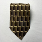Facets Mens Silk Neck Tie Brown 56  Long 4  Wide Hand Sewn Waves Stripes