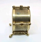 Vintage French Brass Figural Drum Desktop Thermometer